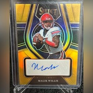 2022 Panini Select Draft Gold 1/10Auto Malik Willis RC #RS-MWI Prizm Picks 1/1